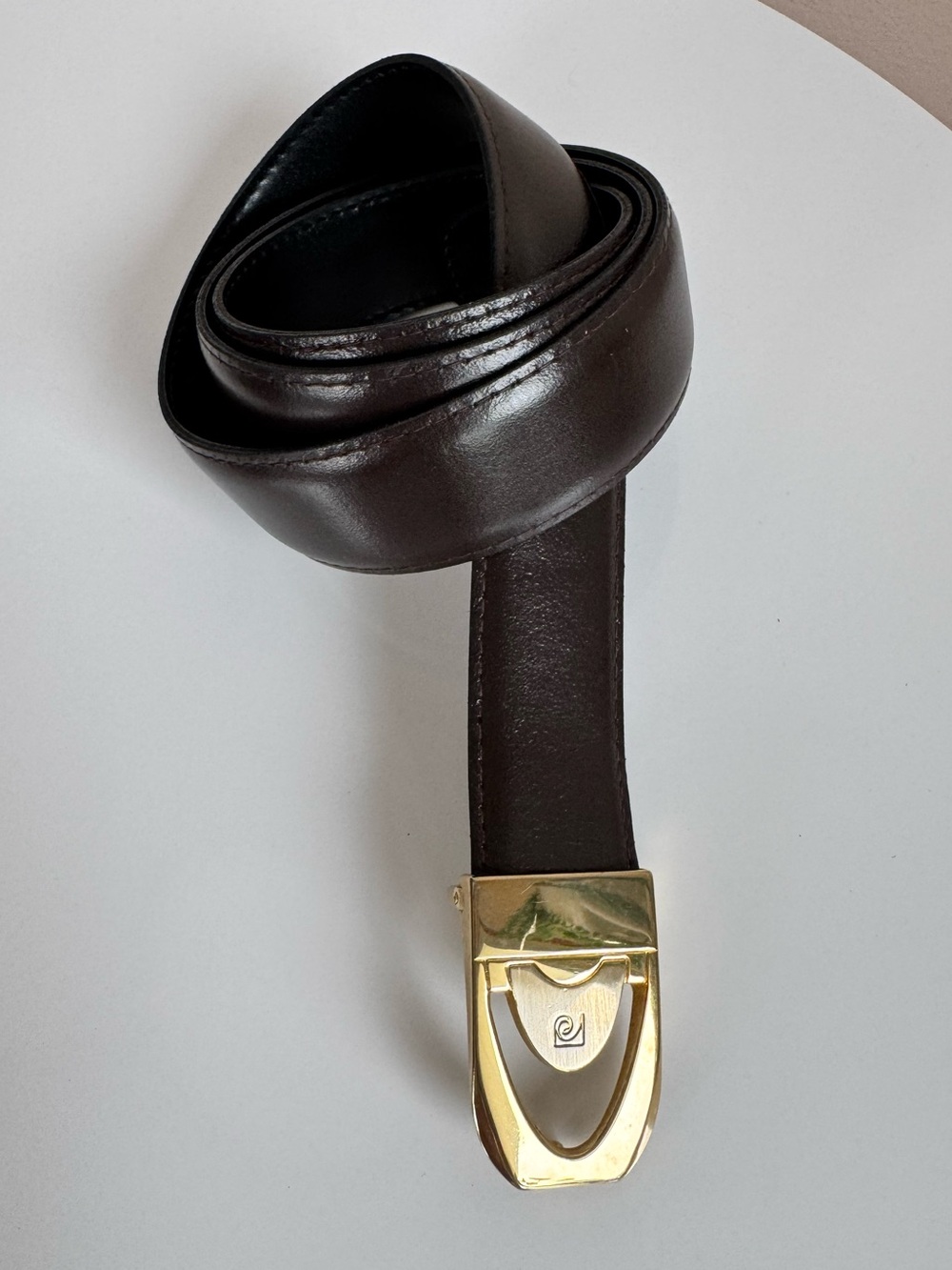 VTG Pierre Cardin 41” Reversible Brown Black Leather Belt w Mixed Metal Buckle L